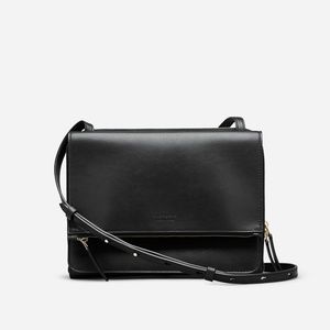 Everlane Black Leather Crossbody Foldover
